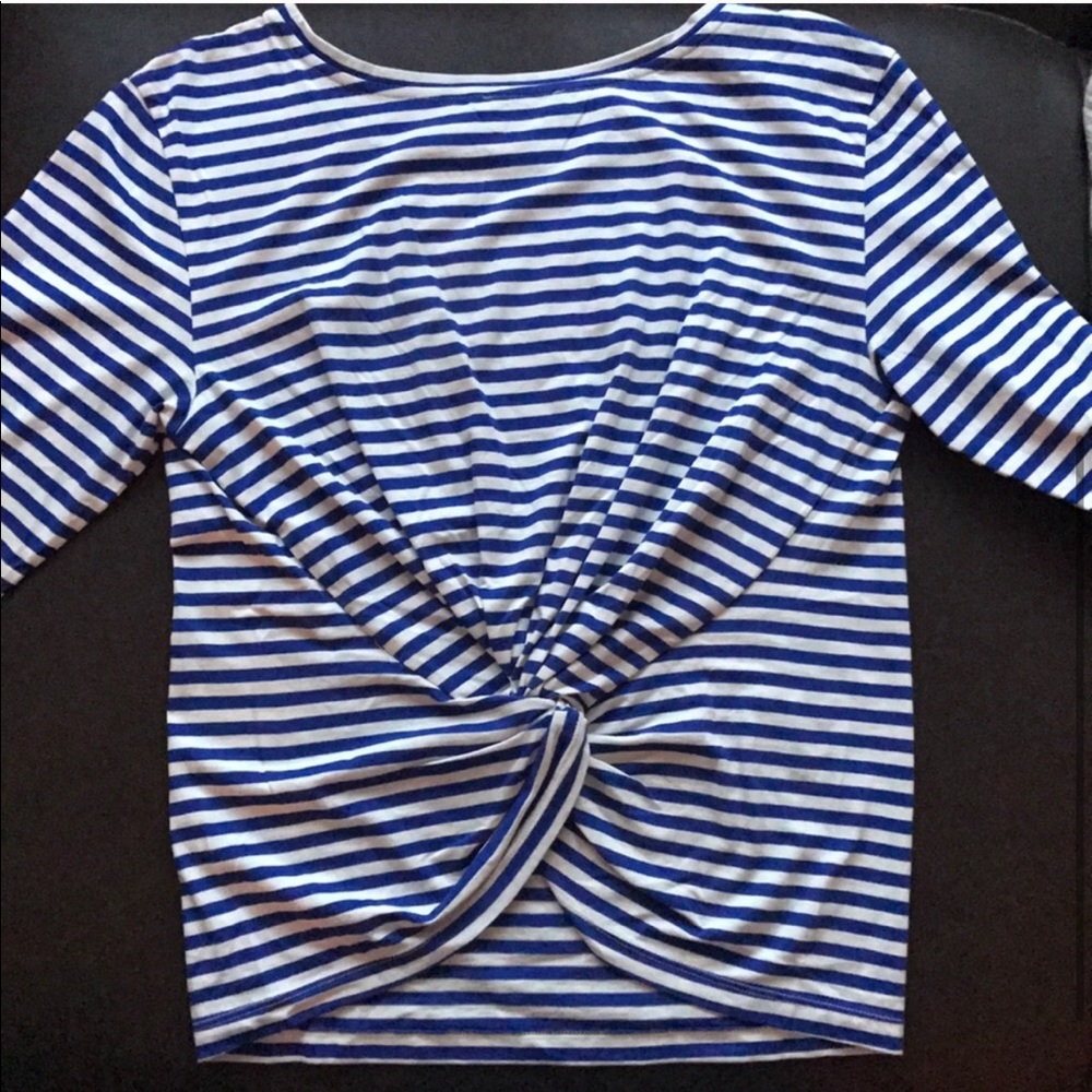 Jcrew striped knot back tee